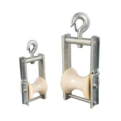 Rodillos duraderos de tira de cables aéreos con bloques de malla de nylon de aluminio Bloque de conductor