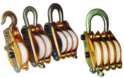 Polea de rescate de aleación de aluminio de tres ruedas de 30 kN para tracción y elevación de cuerdas de alta resistencia